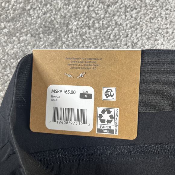Eddie Bauer Shorts Womens 4 Hiker Nylon Spandex Performance Stretch Black NWT - Picture 4 of 10